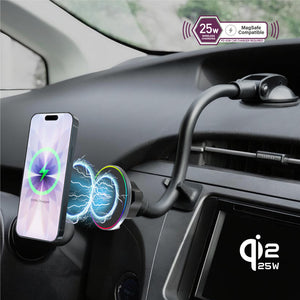 25W Qi2.2 Certified | MagSafe Slim Mount | Wireless Charging | Gooseneck Arm 300mm | CIR Power II
