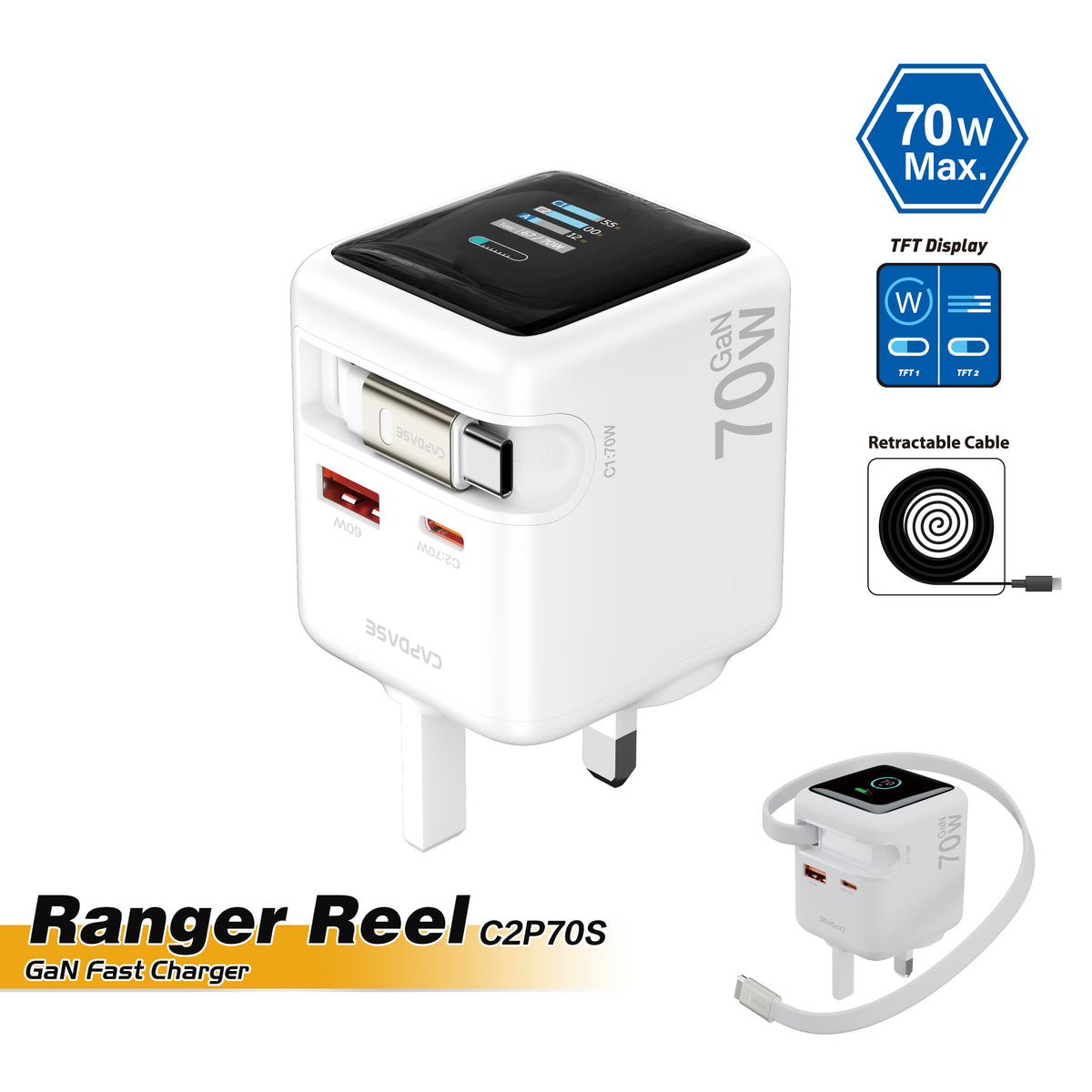 GaN Wall Charger | Ranger Reel C2P70S_UK
