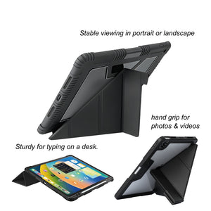 iPad Air 11 (M4/M3/M2) | iPad Air (5/4th generation) | iPad Pro 11-inch (4/3/2 generation) | Shockproof Bumper Folio | Flip Case | Full Wrap Protection | Black