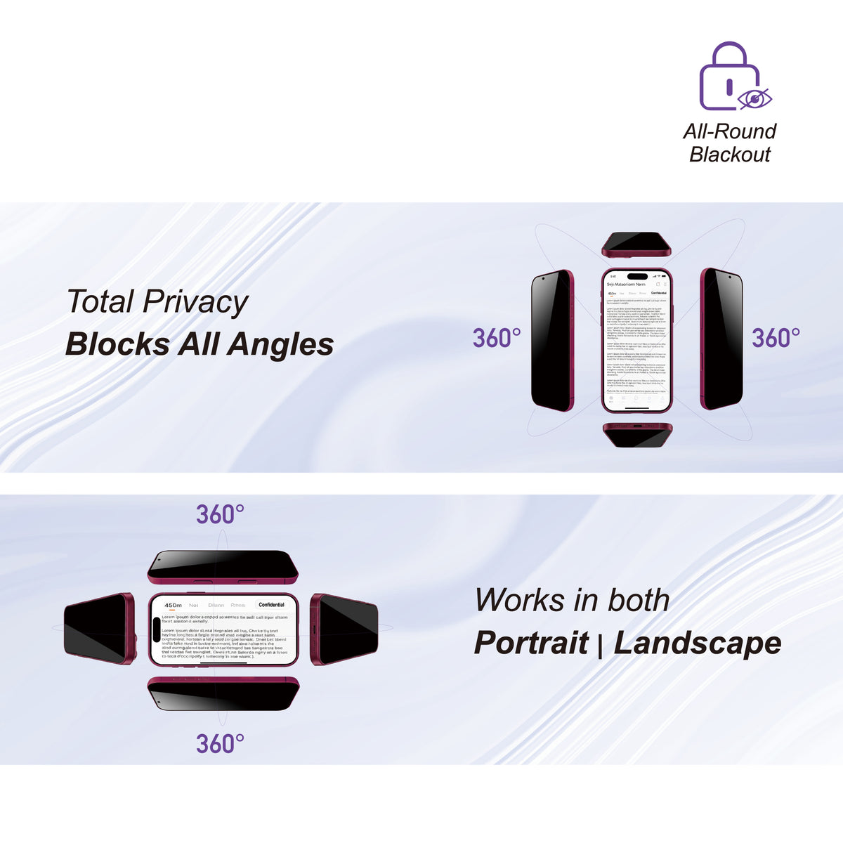 360 PrivacyGuard Tempered Glass for iPhone 17 Pro Max & 16 Pro Max 
