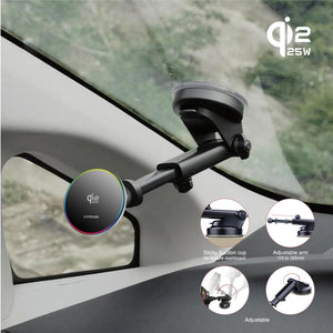 25W Qi2.2 Certified | MagSafe Slim Mount | Wireless Charging | Telescopic Arm | CIR Power II