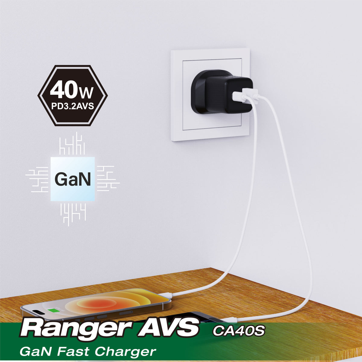 GaN Wall Charger / Ranger AVS-CA40S_UK