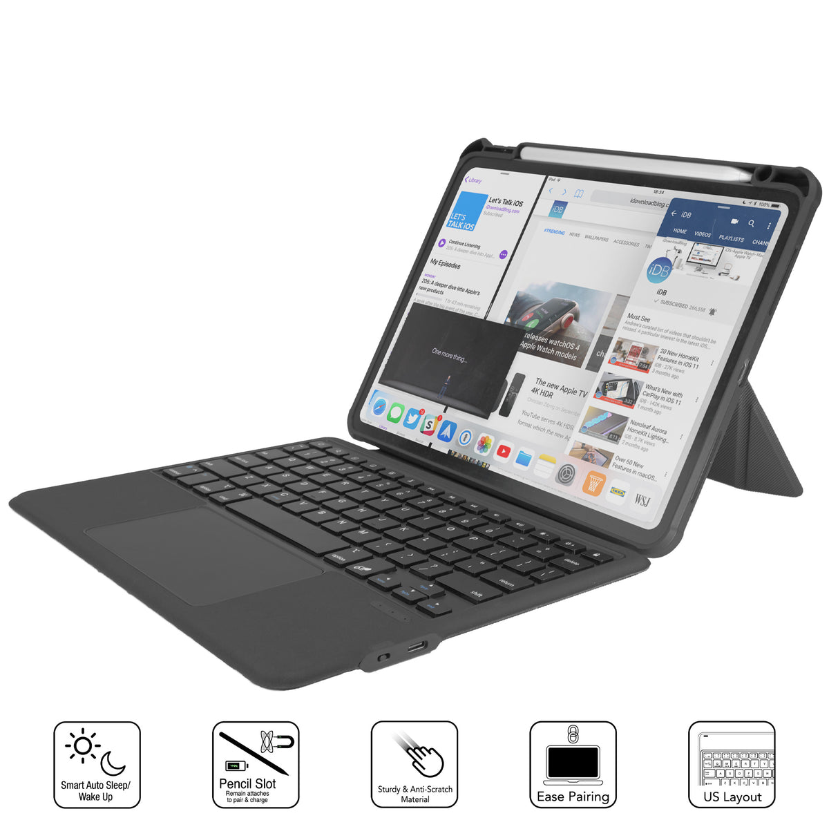 iPad Pro 13 (M5/M4) | Keyboard Bumper Folio Case | Trackpad | Black