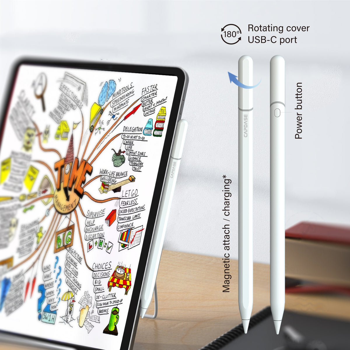 Stylus Pencil-IMZ016 for iPad | Magnetic adsorption | White | Grey