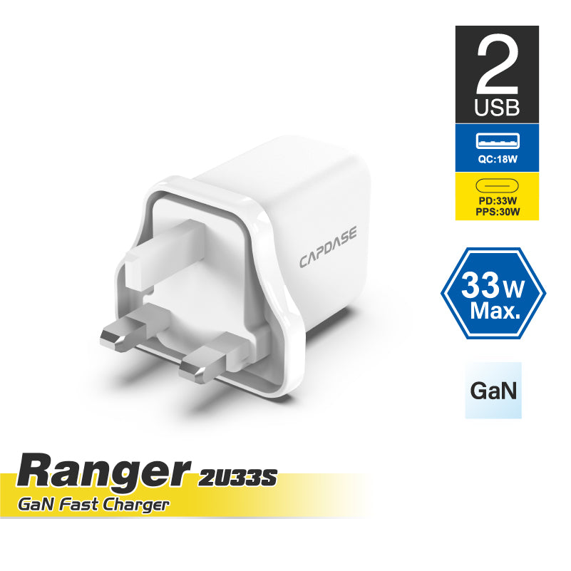 GaN Wall Charger RangerUL 2U33S_UK