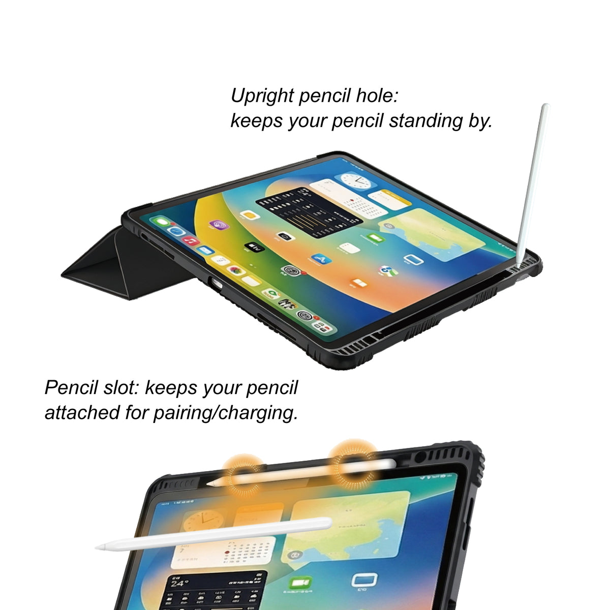 iPad Pro 11 (M5/M4) | Shockproof Bumper Folio | Flip Case | Full Wrap Protection | Black