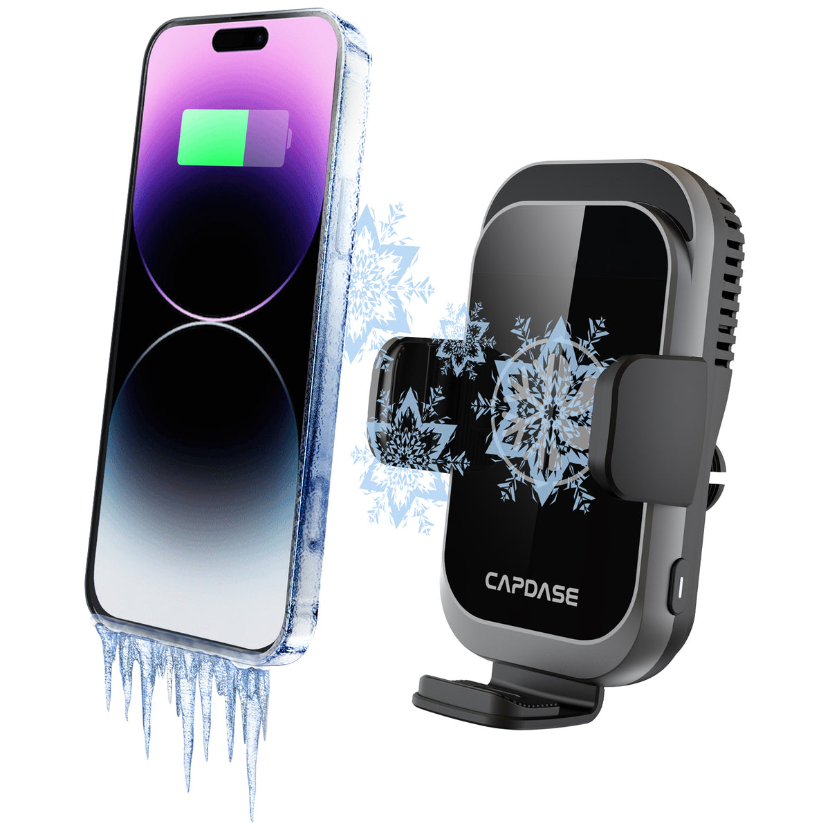 Cooling | 15W Wireless Charging | Auto-Clamp Mount | ACM Power II Car Mount | Telescopic Arm