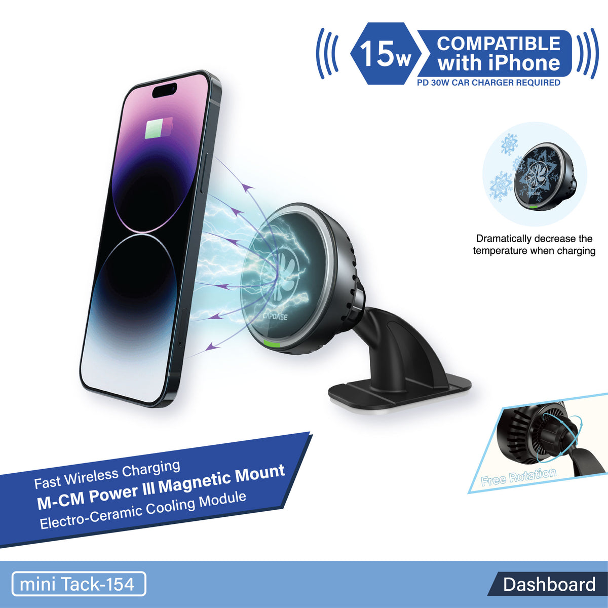 Wireless Charge Magnetic Mount| M-CM Power III  - mini Tack-154