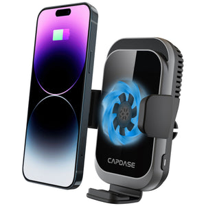 Cooling | 15W Wireless Charging | Auto-Clamp Mount | ACM Power II Car Mount | Telescopic Arm