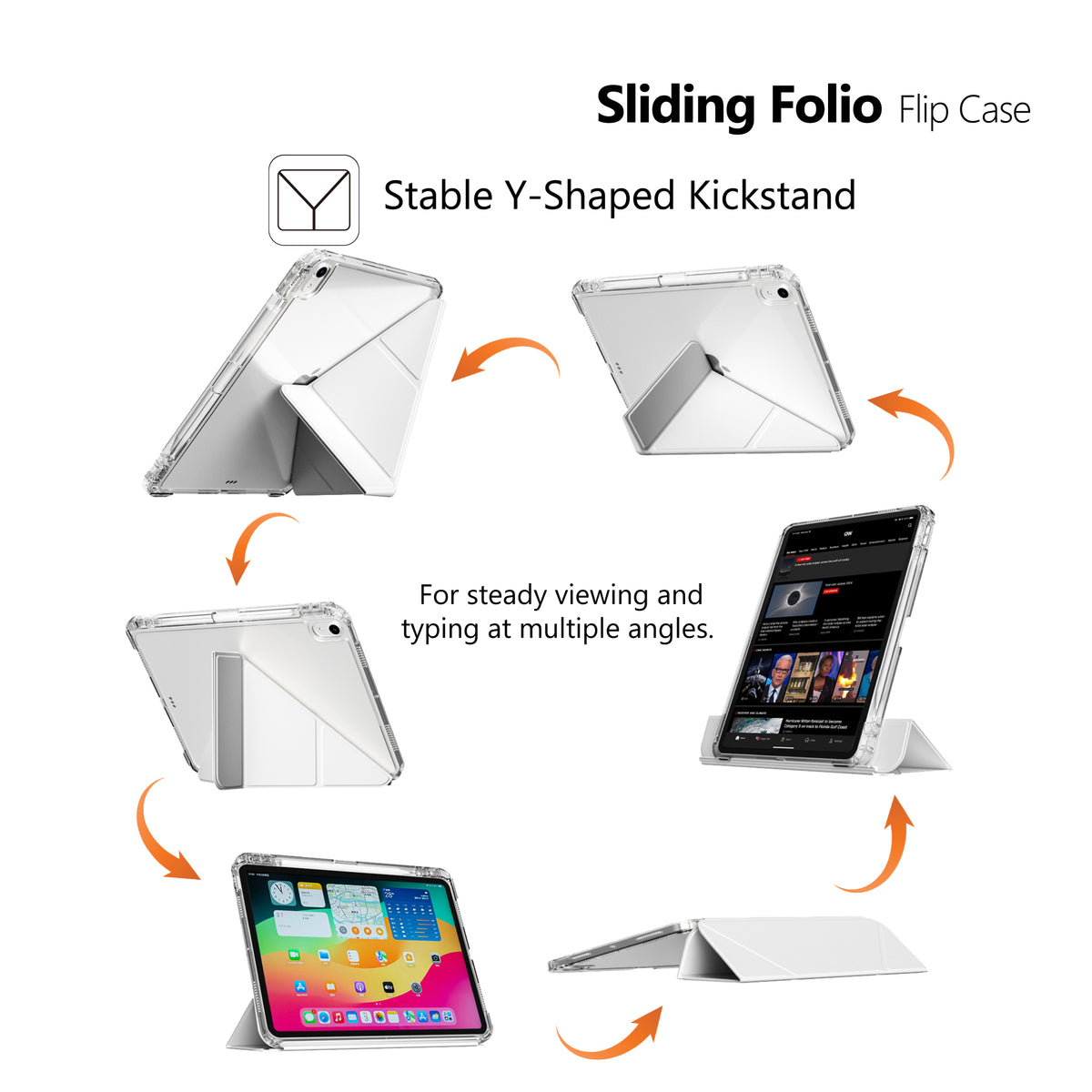 Sliding Folio Flip Case for iPad Air 11 (M3/M2) iPad Air 5 Air 4 generation