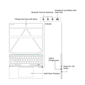 Universal Bluetooth Keyboard with Kickstand Case | Slim & Foldable Keyboard | for Smartphone & Tablet with 3 of OS | iOS, Android, and Windows | Grey