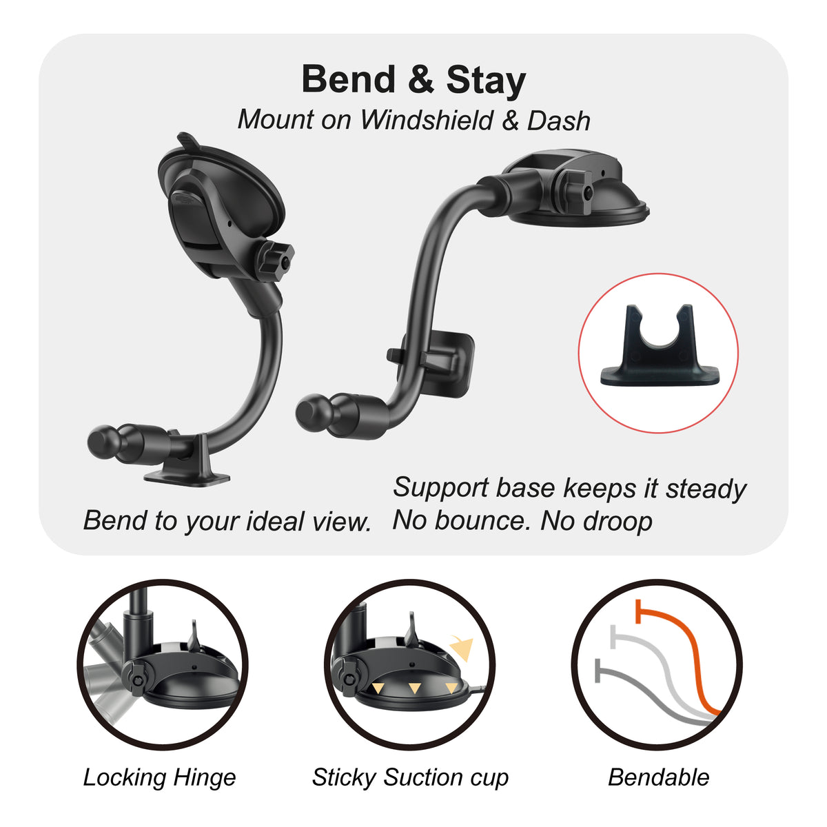 Wireless Charging Auto Mount | AI Power II-Reel-Gooseneck Arm 300mm