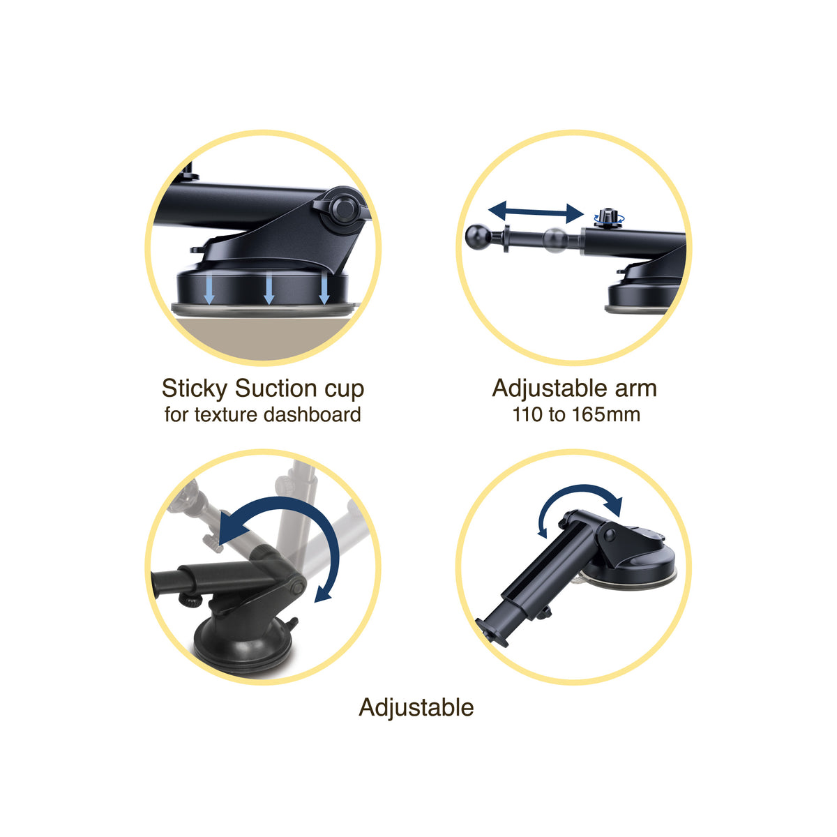 MagSafe Car Mount | Telescopic Arm-141| Windshield & Dashboard | Magnetic Mount | Squarer II Powerful magnetic grip.