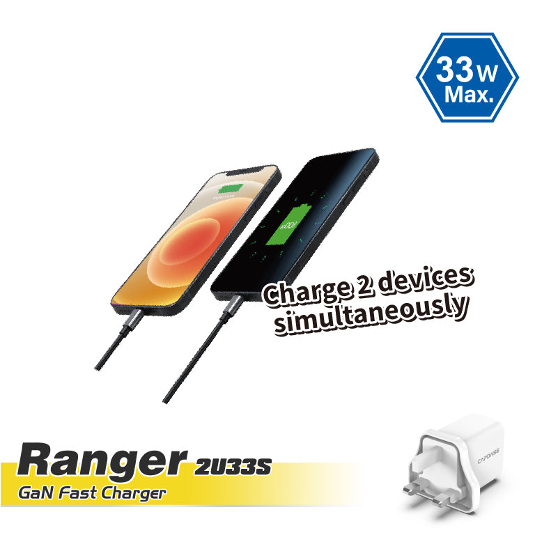GaN Wall Charger RangerUL 2U33S_UK