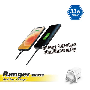 GaN Wall Charger RangerUL 2U33S_UK