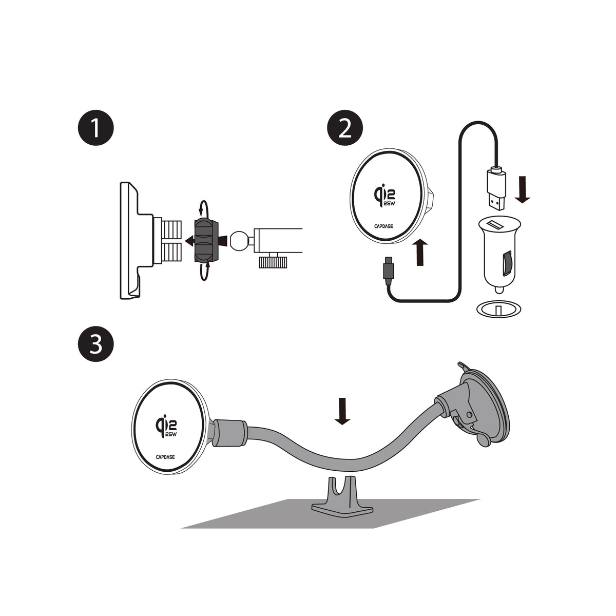 25W Qi2.2 Certified | MagSafe Slim Mount | Wireless Charging | Gooseneck Arm 300mm | CIR Power II