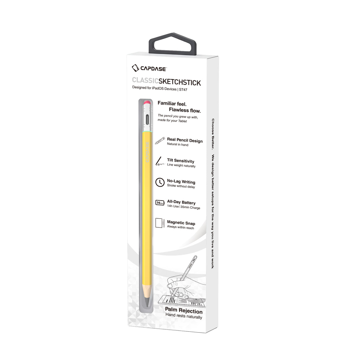 Stylus Pencil-ST47 | Classic SketchStick | Magnetic attachment | USB-C Fast charging | Green | Orange | Yellow