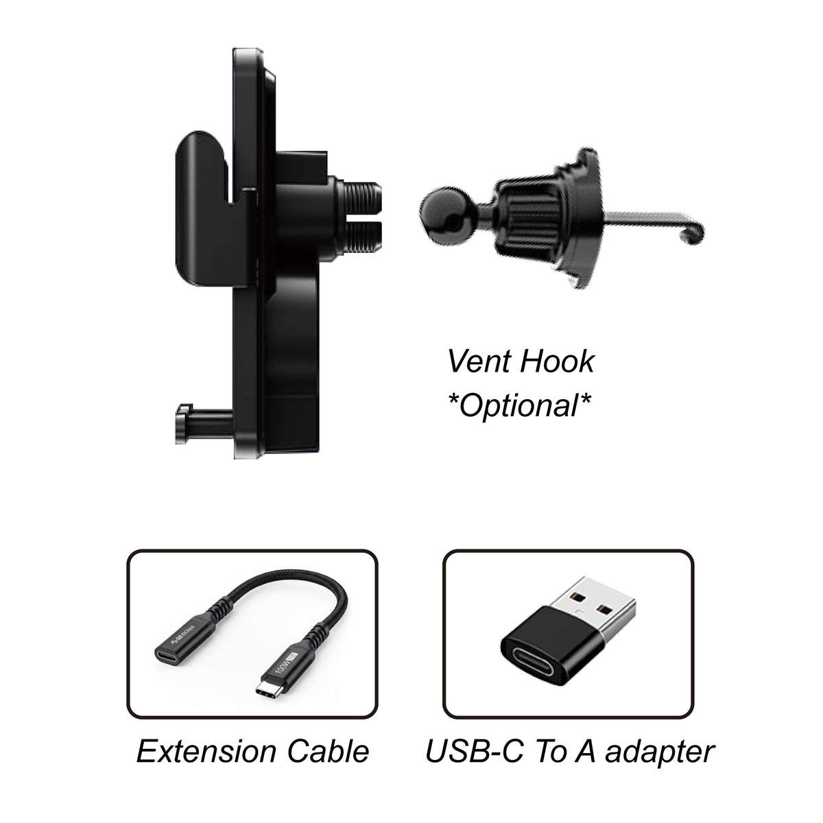 Wireless Charging Auto Mount | AI Power II-Reel- Telescopic Arm