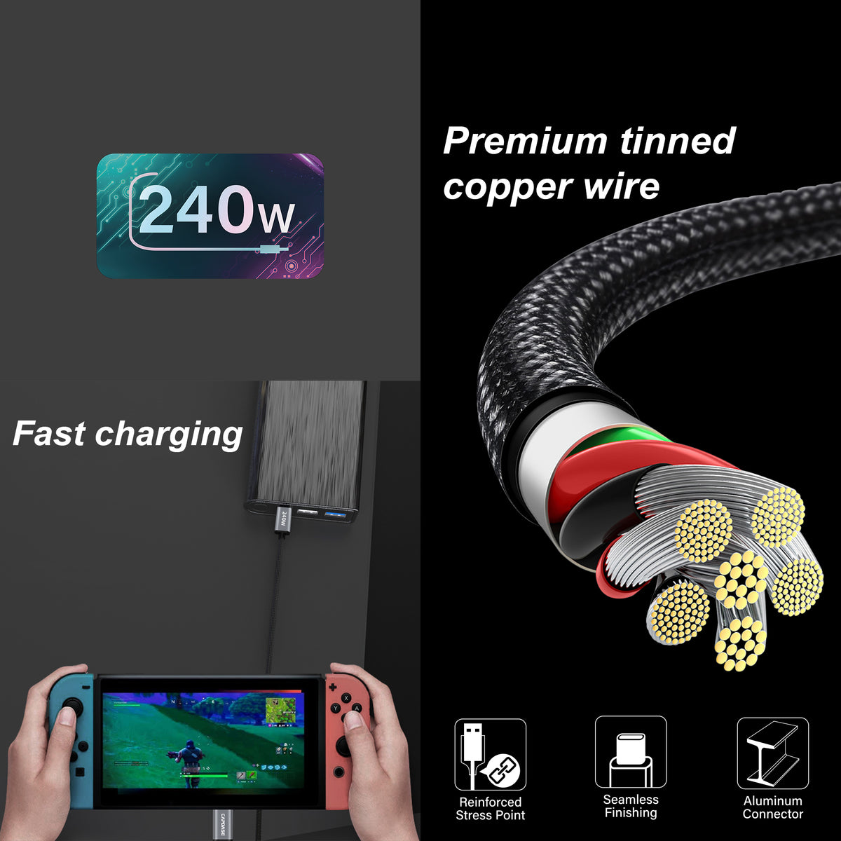 CAPDASE Metallic-KR-CC240 USB-C to USB-C Cable (3M)