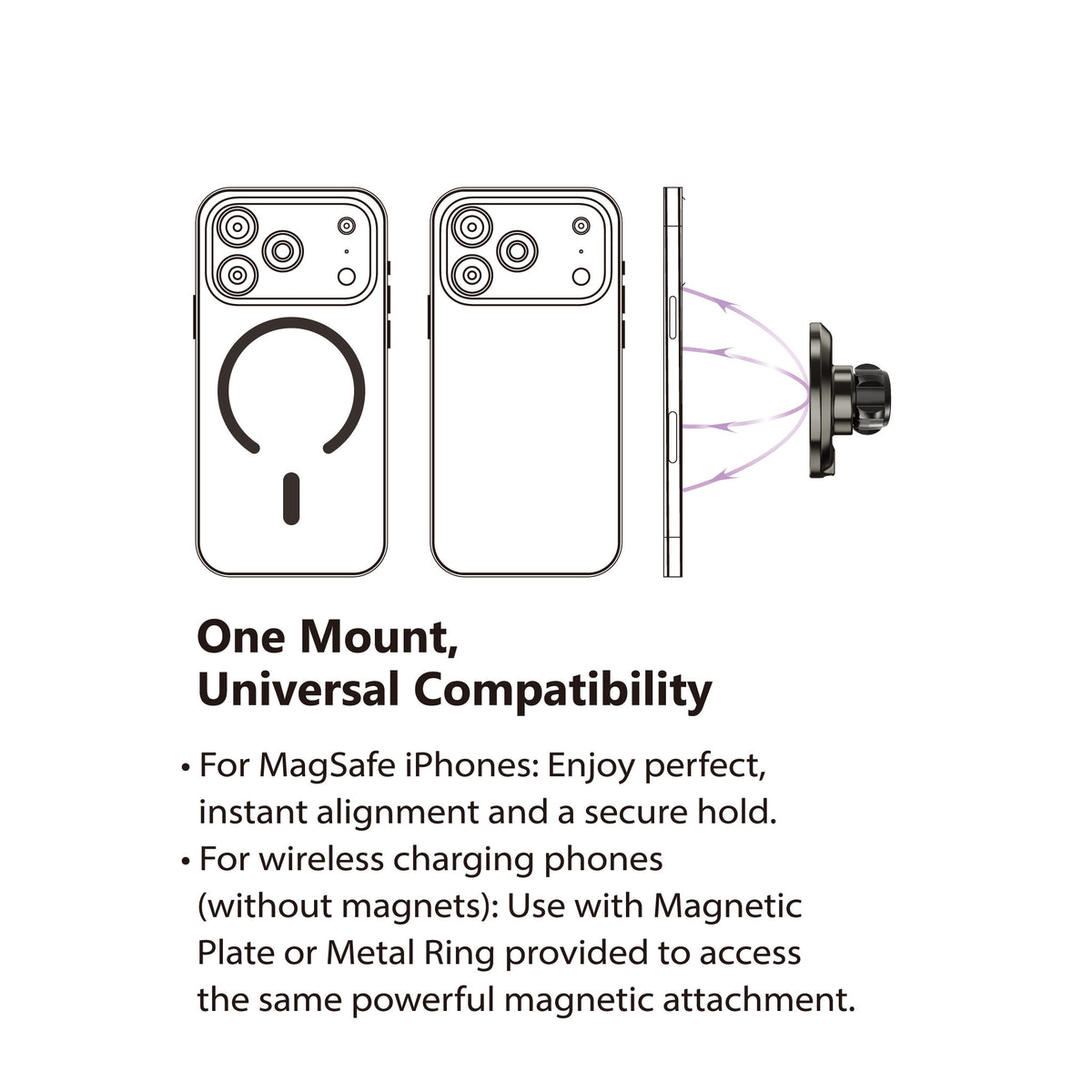 Wireless Charging Magnetic Mount - Wind/Dash | MS Power III - Vent Clip-85