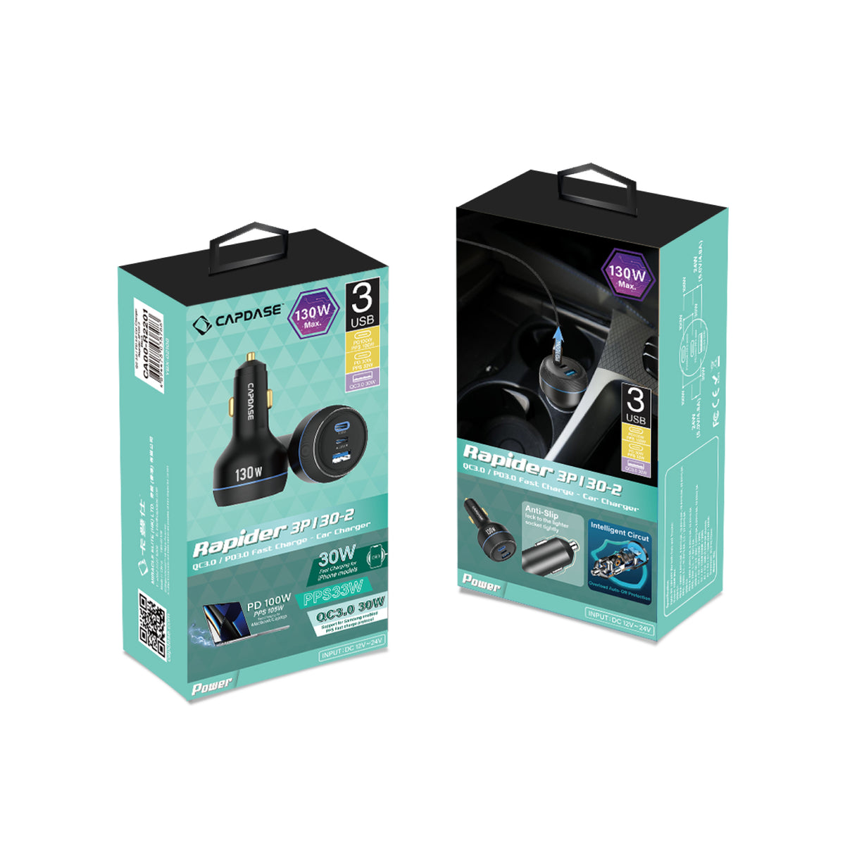 QC3.0/PD3.0 Car Charger, Rapider 3P130-2