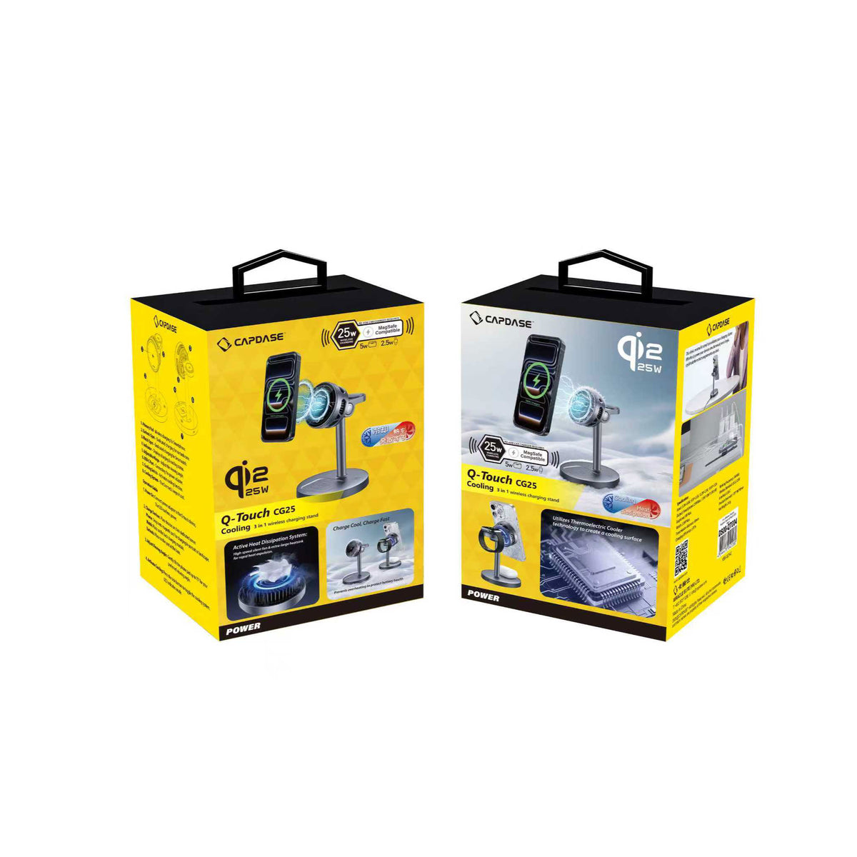 Cooling | Qi2.2 | 3 in 1 MagSafe Stand | 25W Wireless Charging | Smartphone, Earphone, Watch | Q-Touch CG25