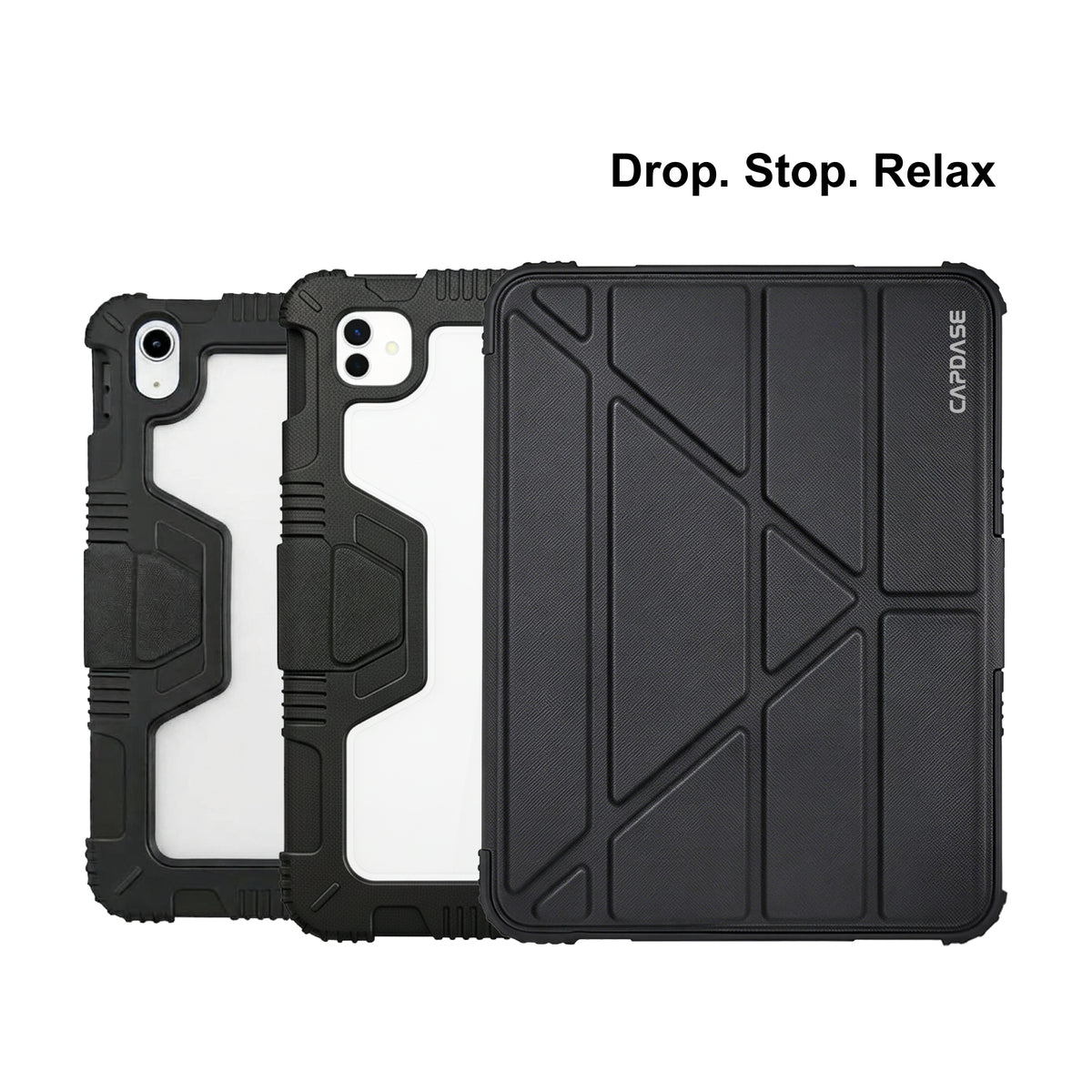 iPad Air 13 (M4/M3/M2) | iPad Pro 12.9-inch (6/5/4/3 generation) | Shockproof Bumper Folio | Flip Case | Full Wrap Protection | Black