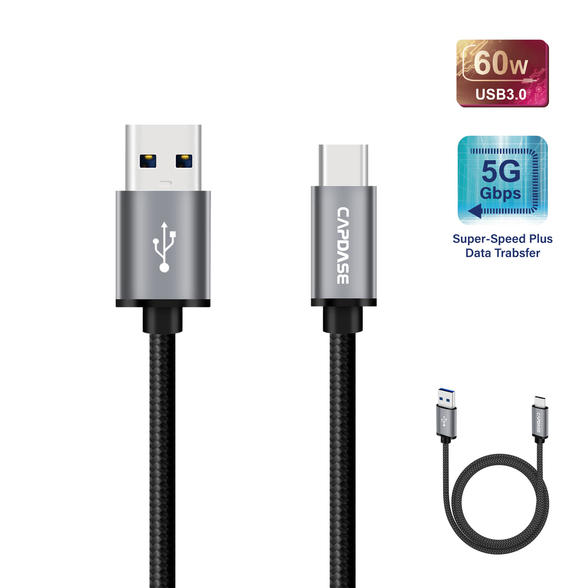 CAPDASE Metallic Series USB-C to USB-A Cable (2M)