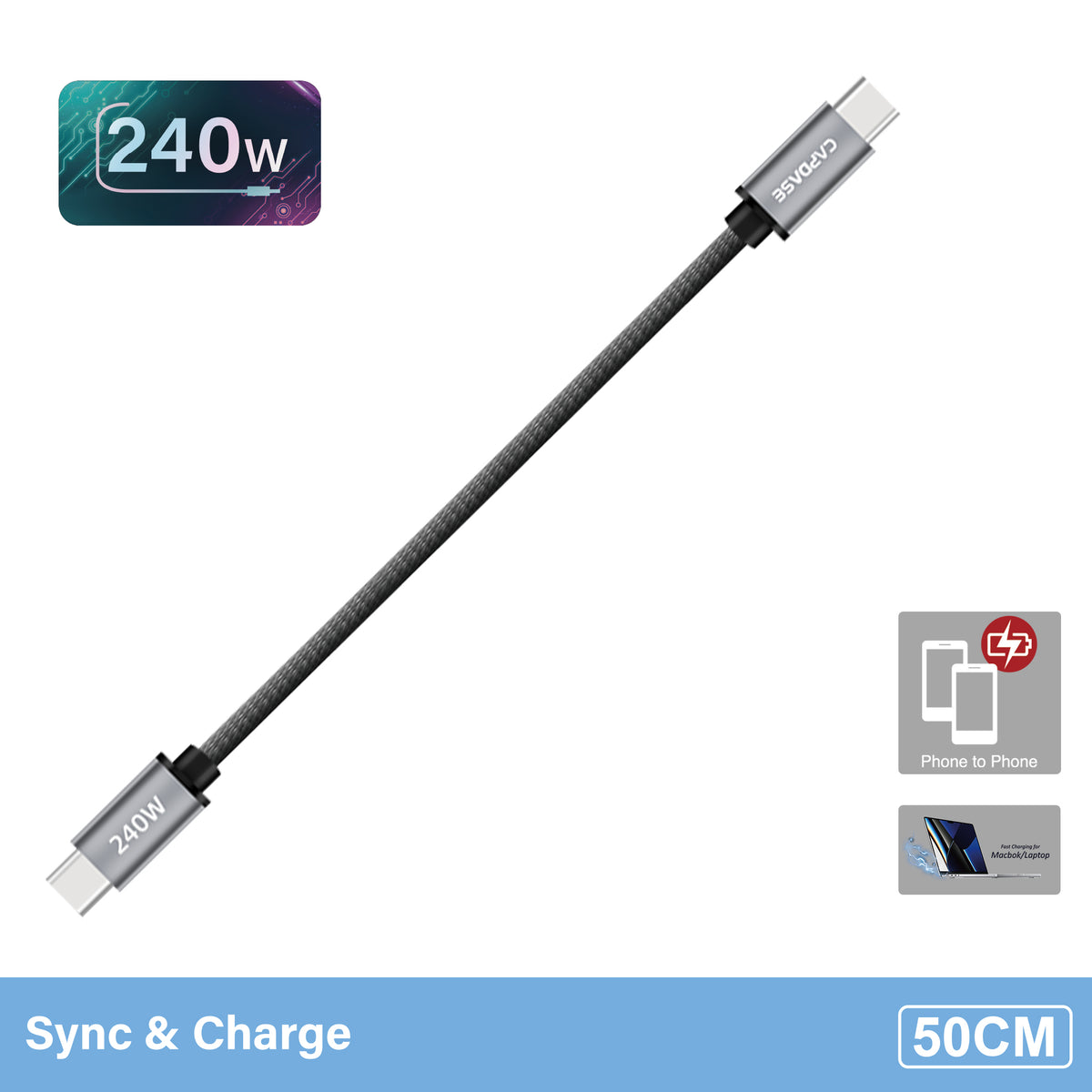 CAPDASE Metallic-KR Series USB-C to USB-C Cable (0.5M / 50cm)