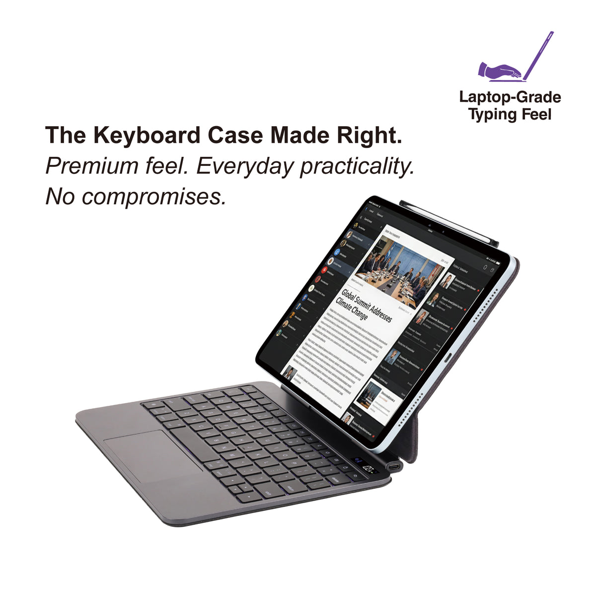 iPad Pro 11 (M5/M4/) | Keyboard Folio – KO168PH Kit | Digital Display | Slim Magnetic Pencil holder