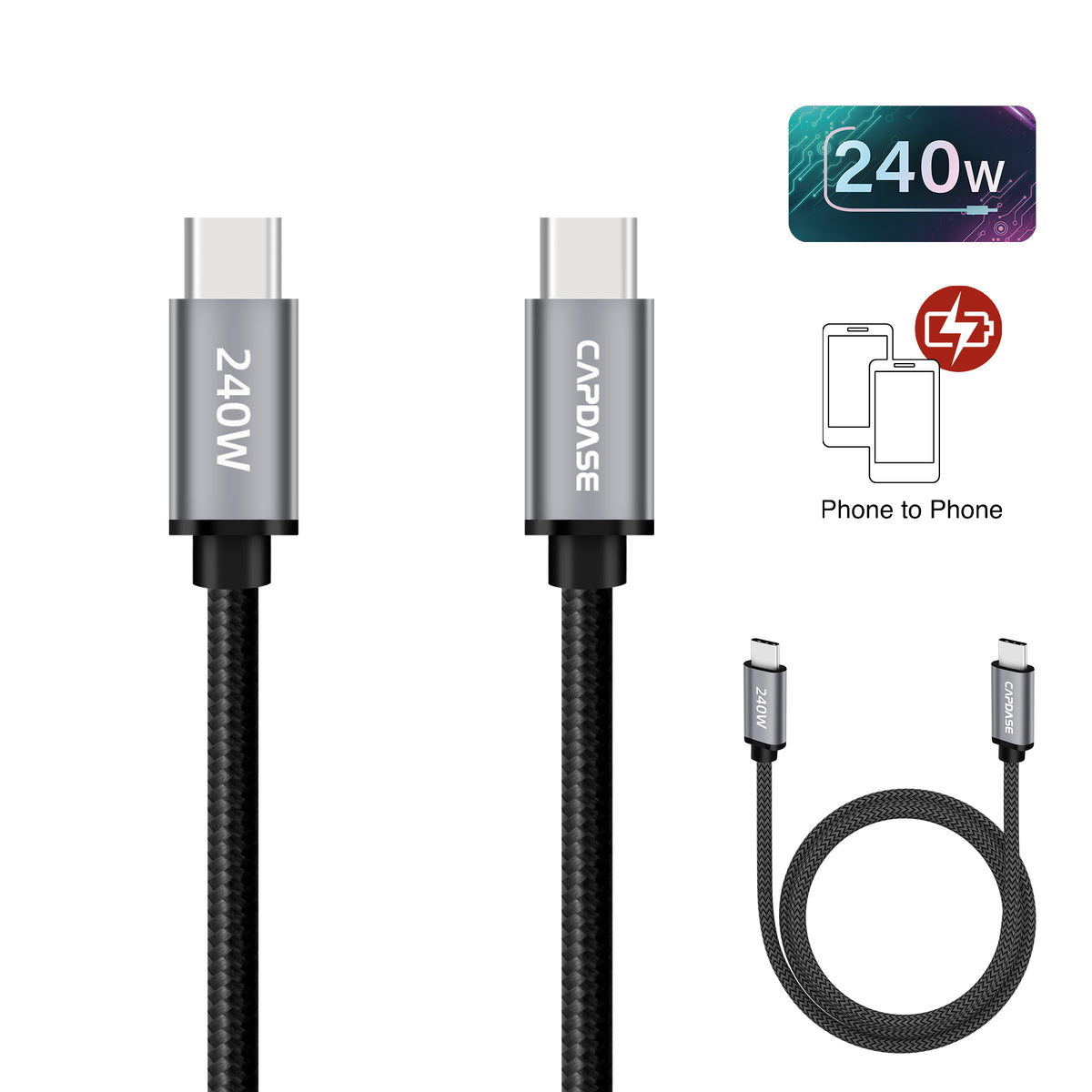 &nbsp;CAPDASE Metallic-KR-CC240 USB-C to USB-C Cable (1M)