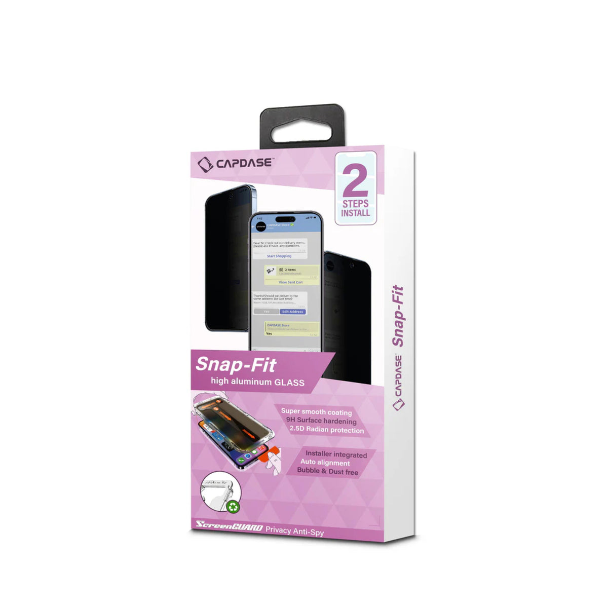 iPhone 17 Air SnapFit Auto-Align Tempered Glass High Aluminum Glass Privacy Anti Spy Screen Protector
CAPDASE PrivacyGuard SnapFit 自動定位鋼化玻璃膜 – 防窺版