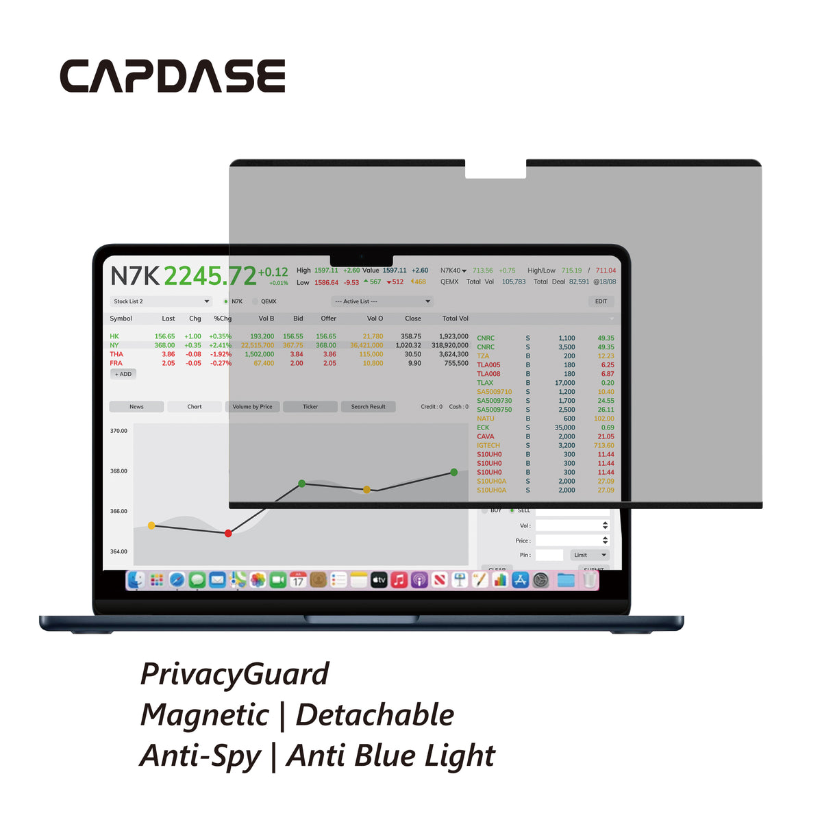 MacBook Air 13.6-inch ( 2022-2026 ) | PrivacyGuard | Anti-Spy | Anti-Blue Light | UV Protection | Detachable Magnetic ScreenGUARD-DMF-Privacy ABL