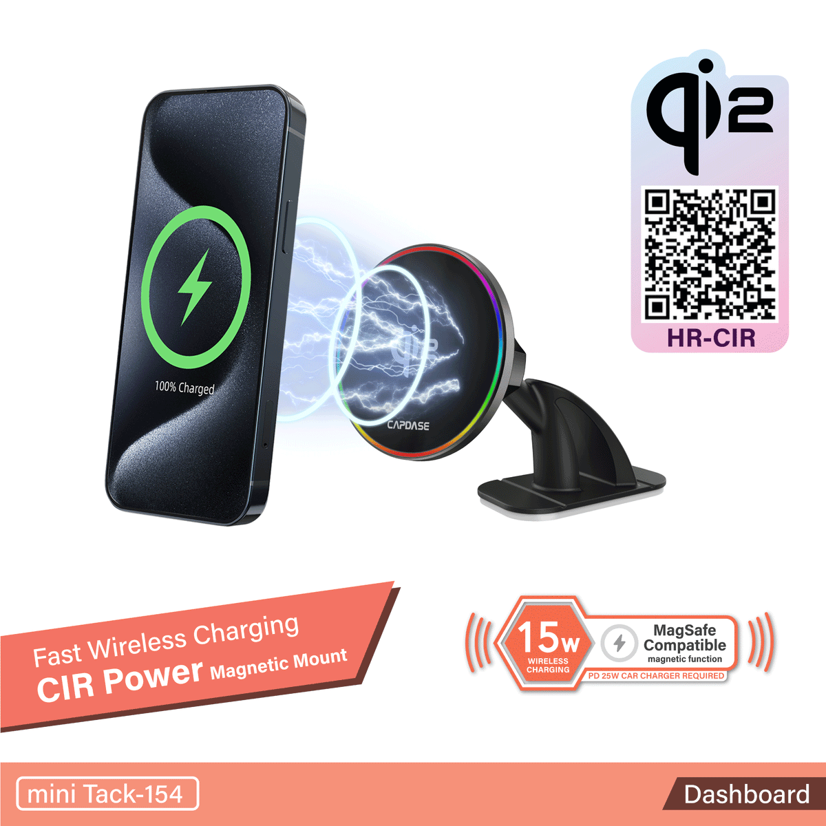 CIR Power Fast Wireless Charging Magnetic Car Mount Mini Tack