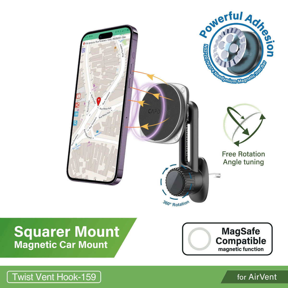 Magnetic Mount | Squarer II-Twist Vent hook-159