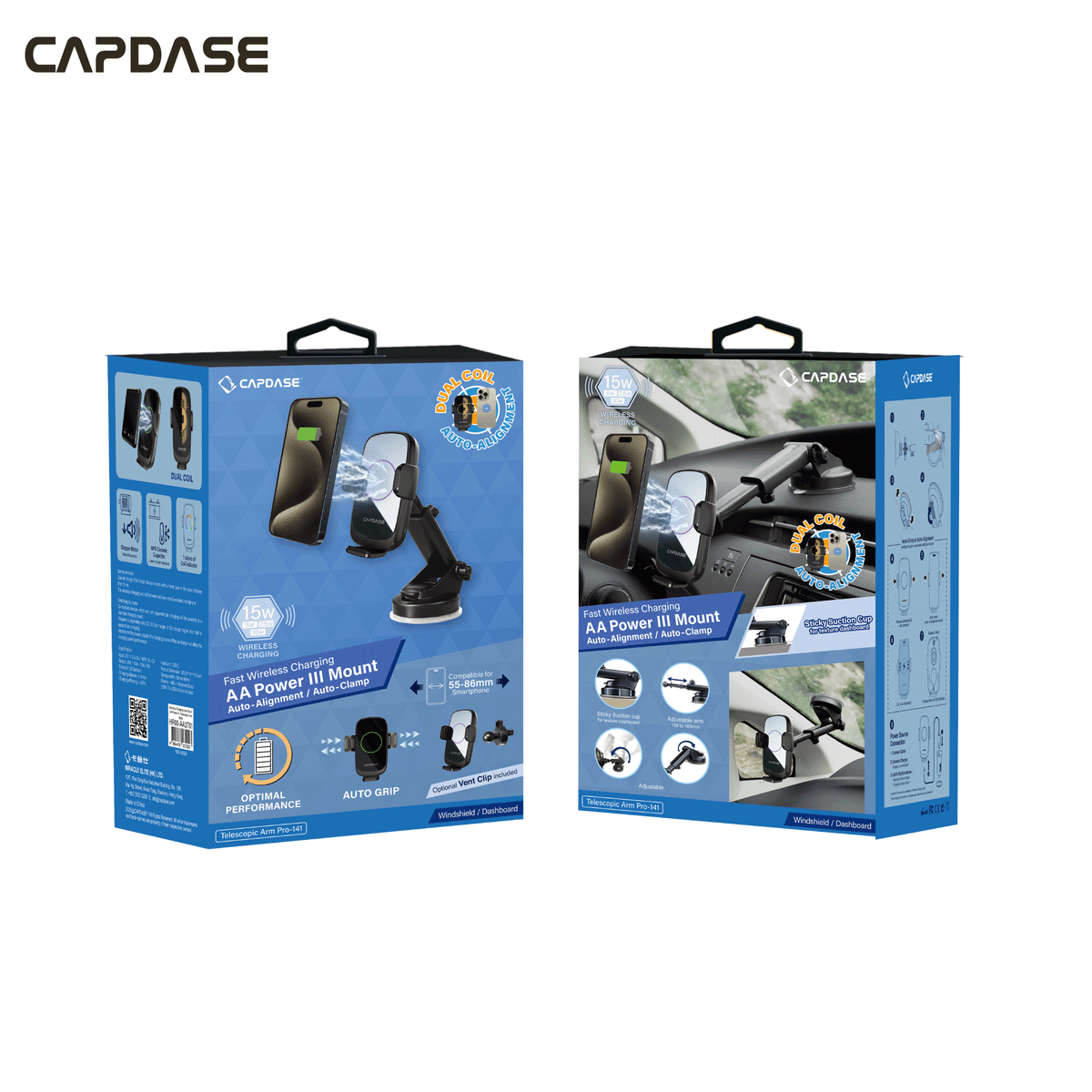 AA Power III Fast Wireless Charging Auto-Clamp & Auto-Alignment Car Mount Telescopic Arm Pro-141