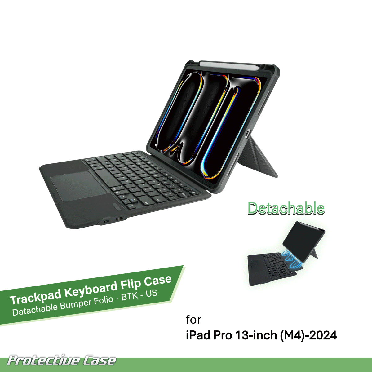 iPad Pro 11 (M5/M4) | Keyboard Bumper Folio Case | Trackpad | Black