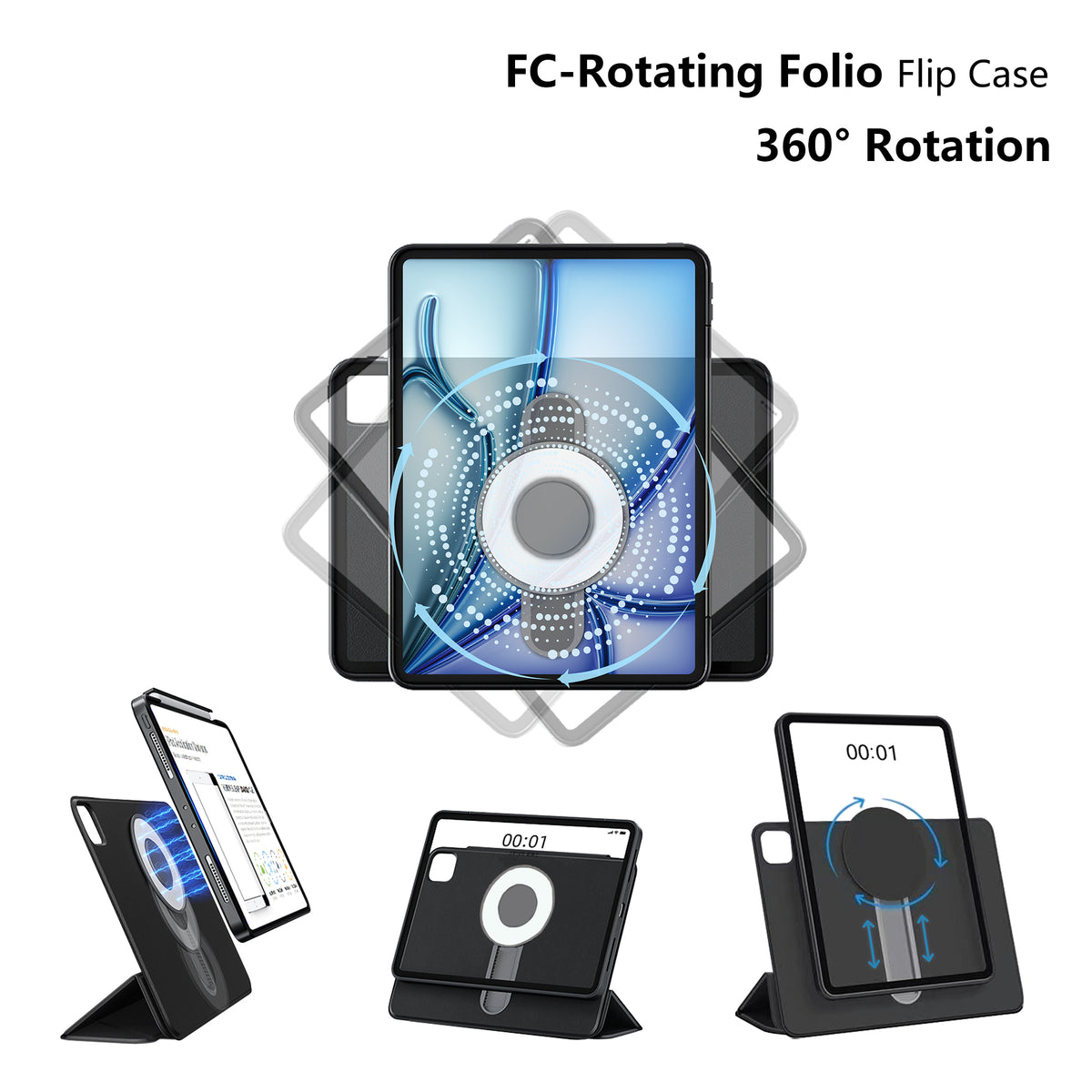 FC-Rotating Folio Flip Case for iPad Air 11-inch M2 2024