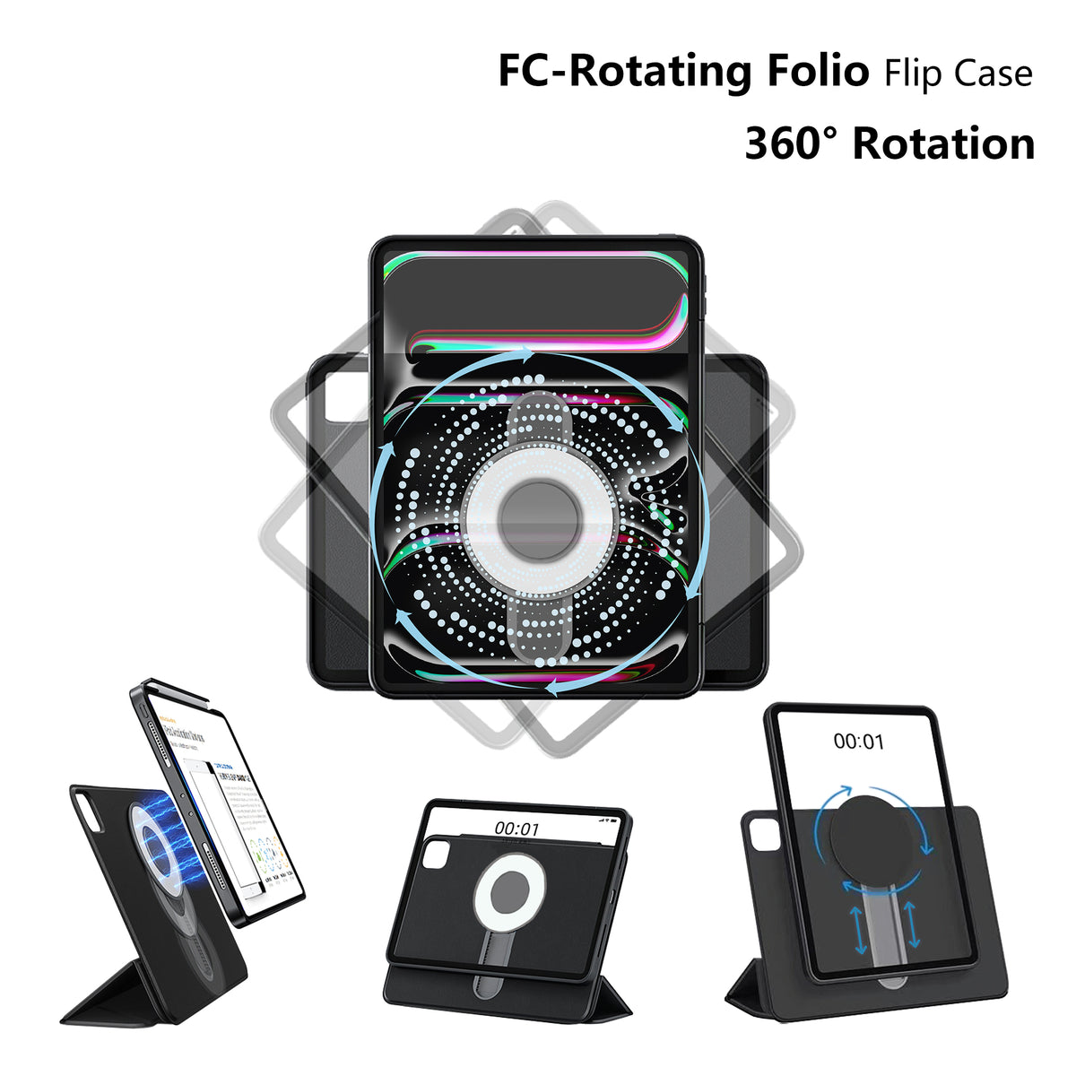 FC-Rotating Folio Flip Case for iPad Pro 11-inch M4 2024