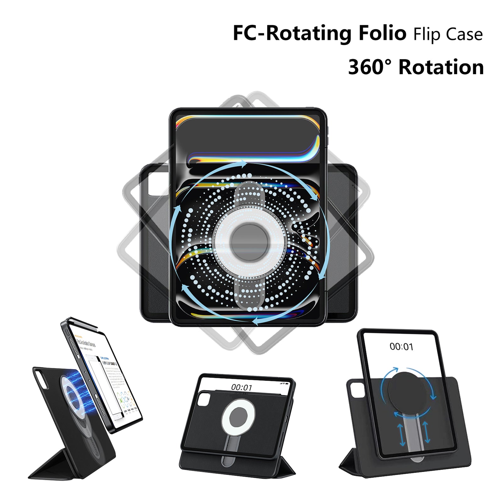 FC-Rotating Folio Flip Case for iPad Pro 13-inch M4 2024