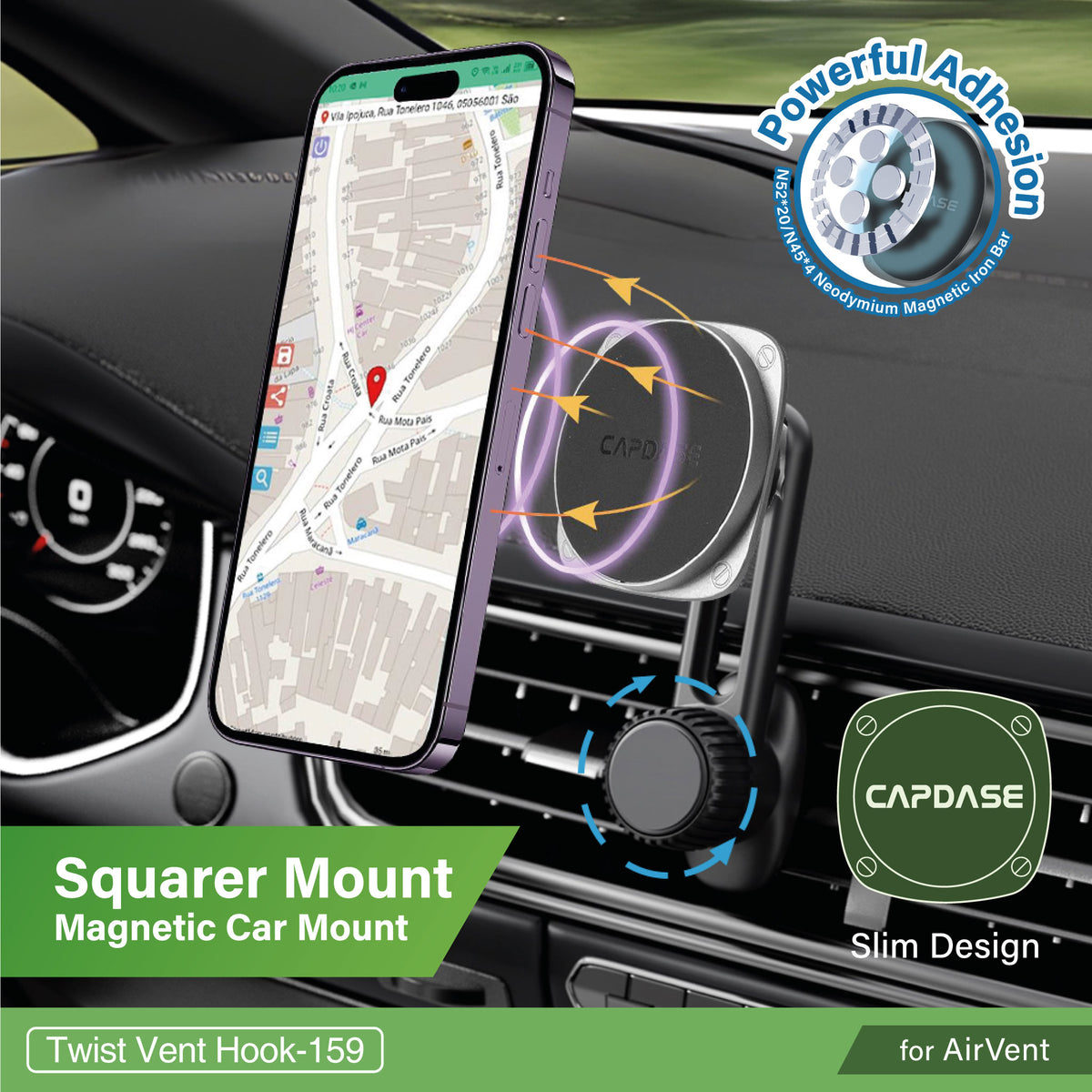 Magnetic Mount | Squarer II-Twist Vent hook-159