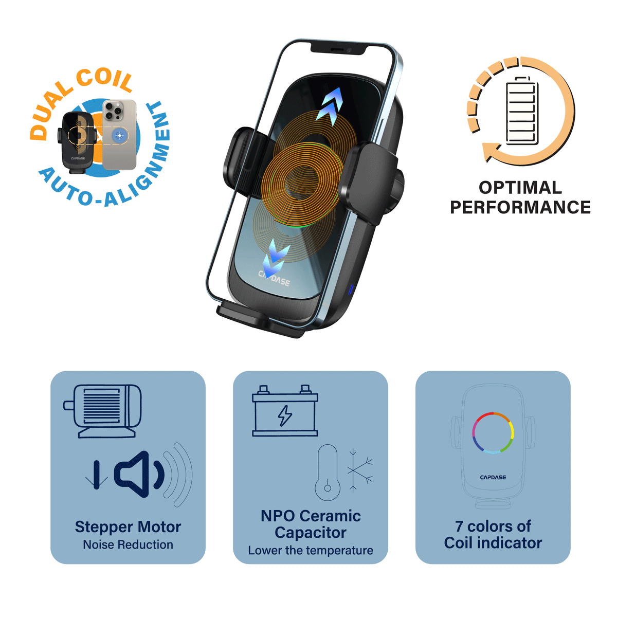 AA Power III Fast Wireless Charging Auto-Clamp & Auto-Alignment Car Mount Gooseneck Arm 300mm