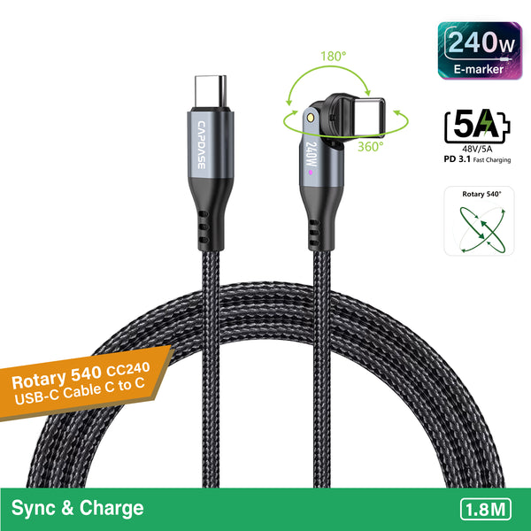 Rotary 540-CC240 USB-C To USB C 240W Sync and Charge Cable