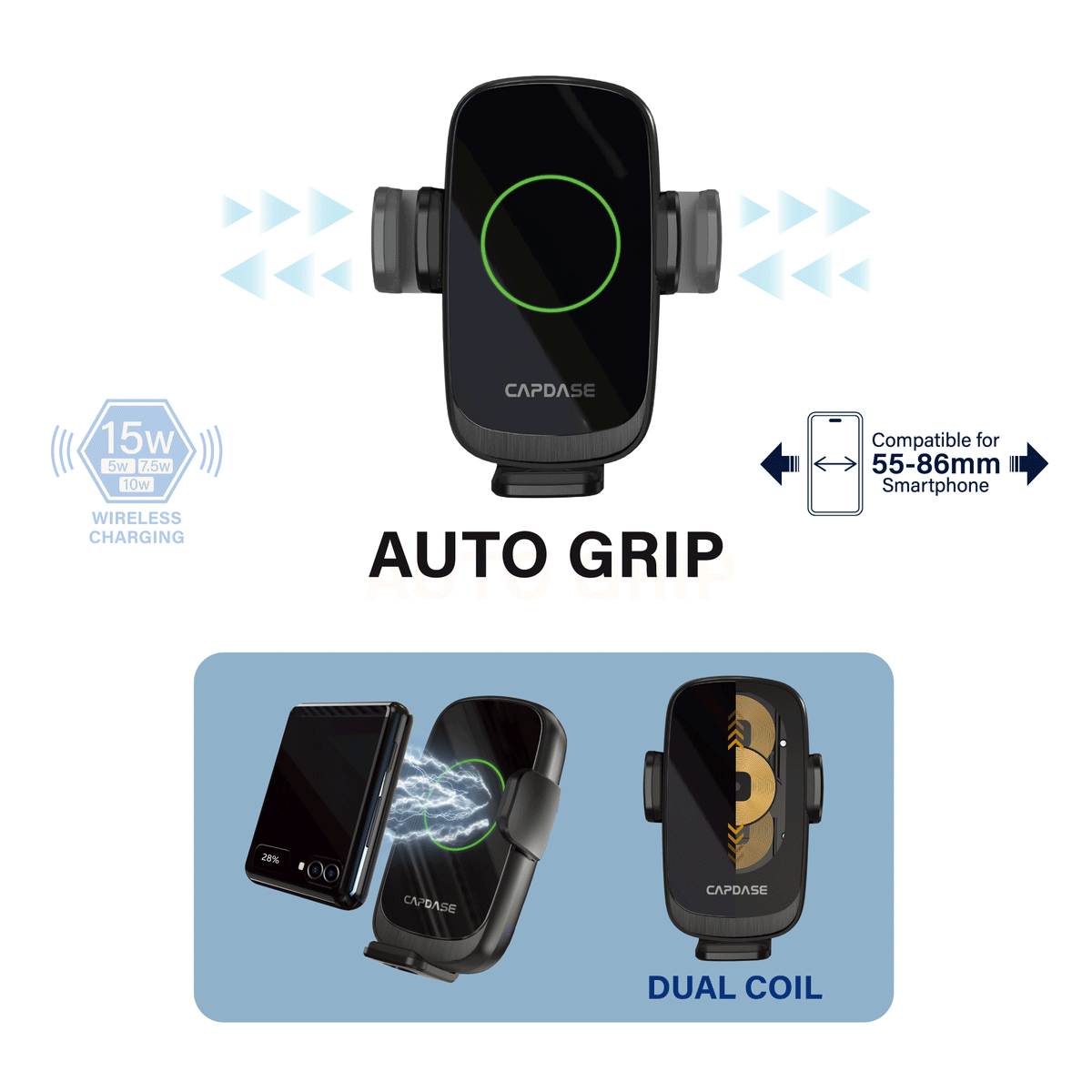 AA Power III Fast Wireless Charging Auto-Clamp & Auto-Alignment Car Mount Gooseneck Arm 300mm