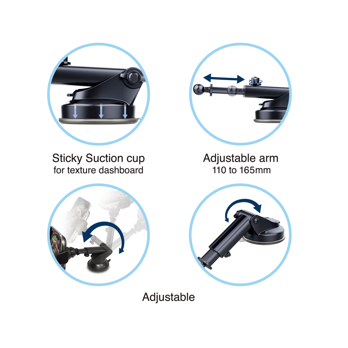 AA Power III Fast Wireless Charging Auto-Clamp & Auto-Alignment Car Mount Telescopic Arm Pro-141