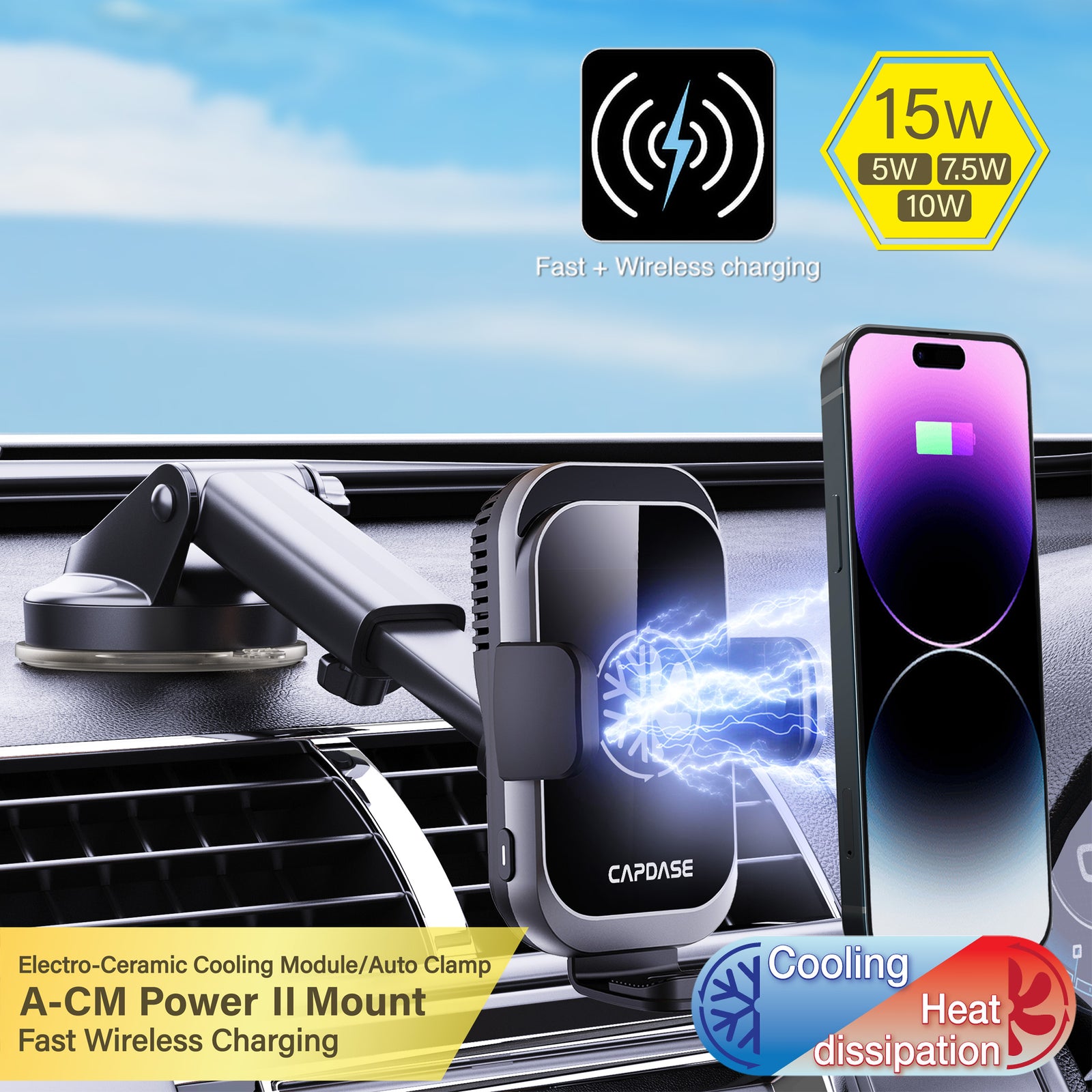 15W Wireless Car Charger Fast Charging Car Charger Auto Clamping Phone  Mount Car Accessories, Office Accessories, School Supplies, Perfect Gift  For Ch