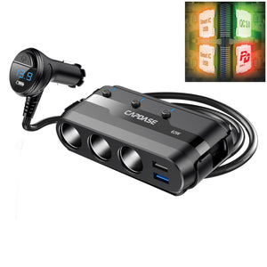 POWERHUB BQP7 3-Socket and 4-USB QC 3.0 and USB-C PD 72W Car Charger