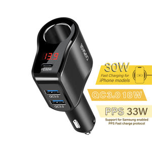PowerHub B2QP45 Single Socket and 3-USB Car Charger