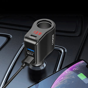 PowerHub B2QP45 Single Socket and 3-USB Car Charger