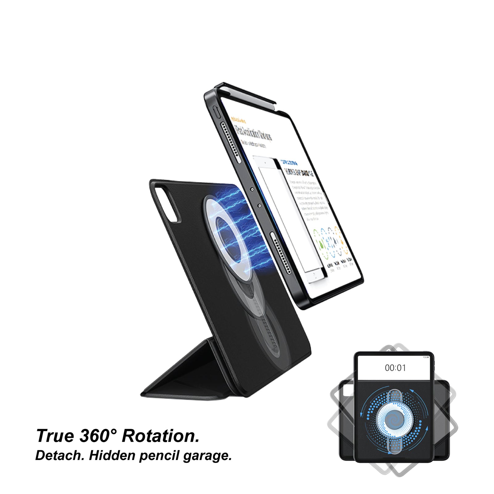 iPad Air 13 (M4/M3/M2) | FC-Rotating Folio | Flip Case | Revolutionary Rotating Stand | Black